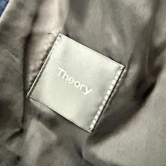 Theory Blazer‎ Men's Rodolf N HI Size 44 Navy Blue Solid Seer Single Breasted